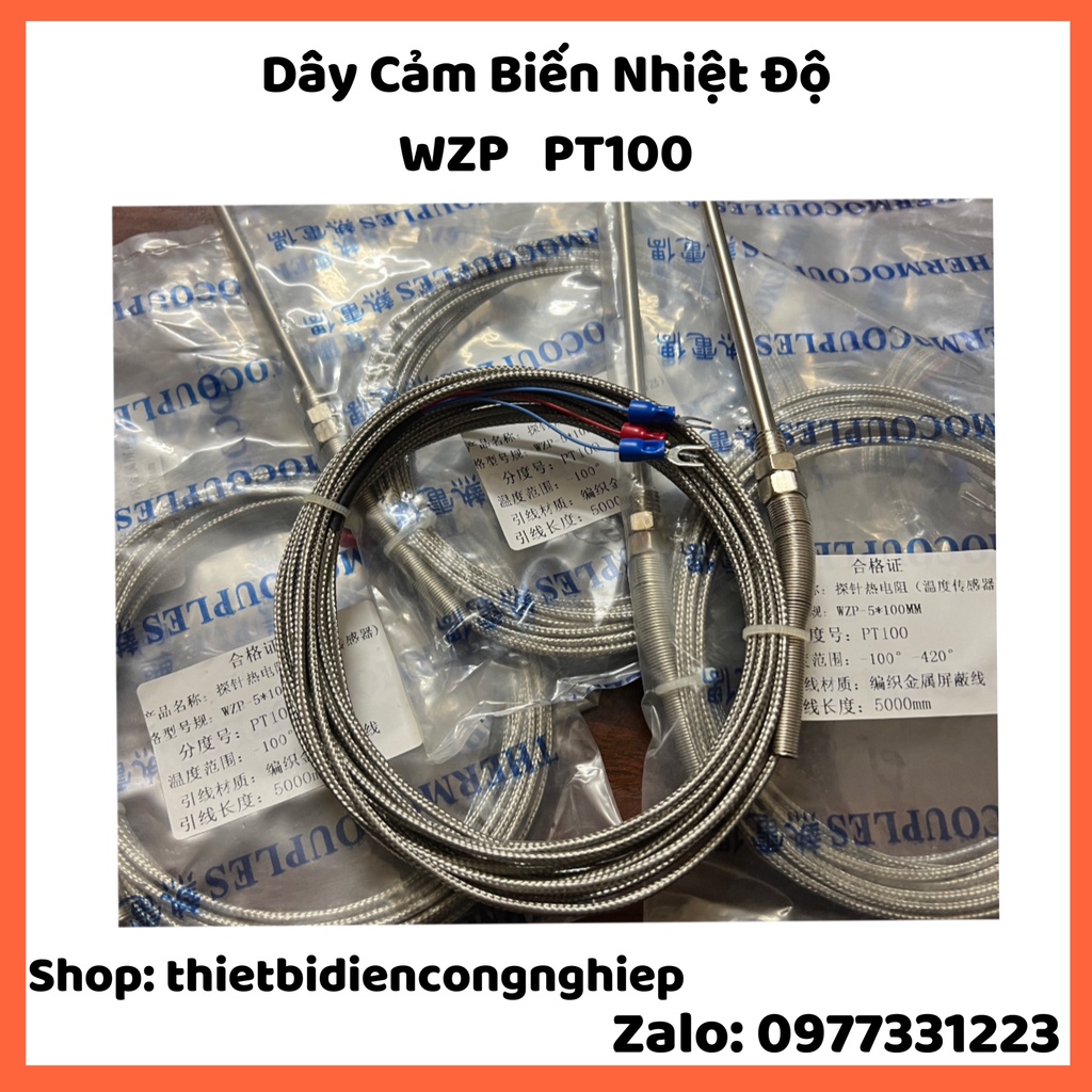 Dây Cảm Biến Nhiệt Độ WZP PT100, Dây Can Nhiệt PT100 Phi 5 Dải Nhiệt Độ -20~400°C