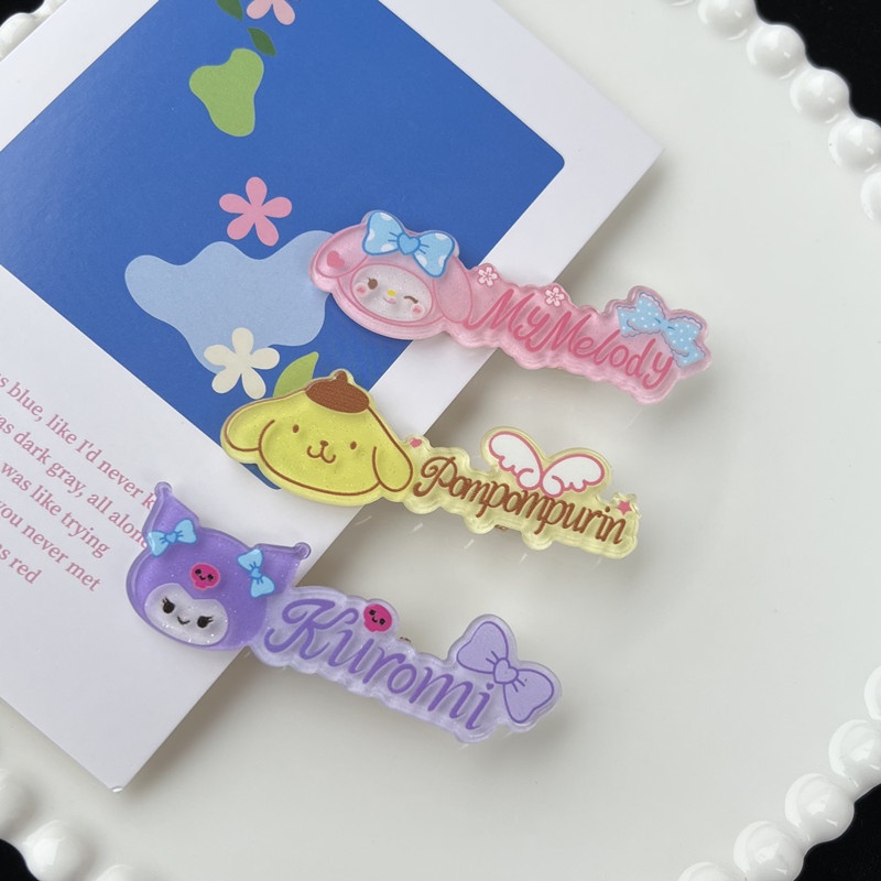 Kẹp Tóc Hình Chú Vịt Sanrio Bằng Acrylic Màu Kẹo Ngọt Dễ Thương Phong Cách Hàn Quốc Cho Bé