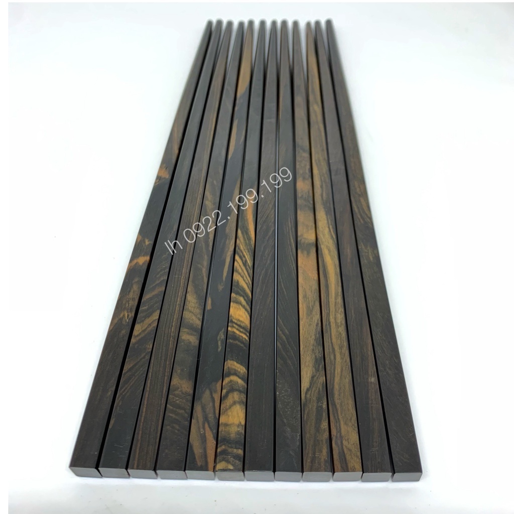 Đũa gỗ mun sừng cao cấp đầu vuông trơn - bộ 10 đôi