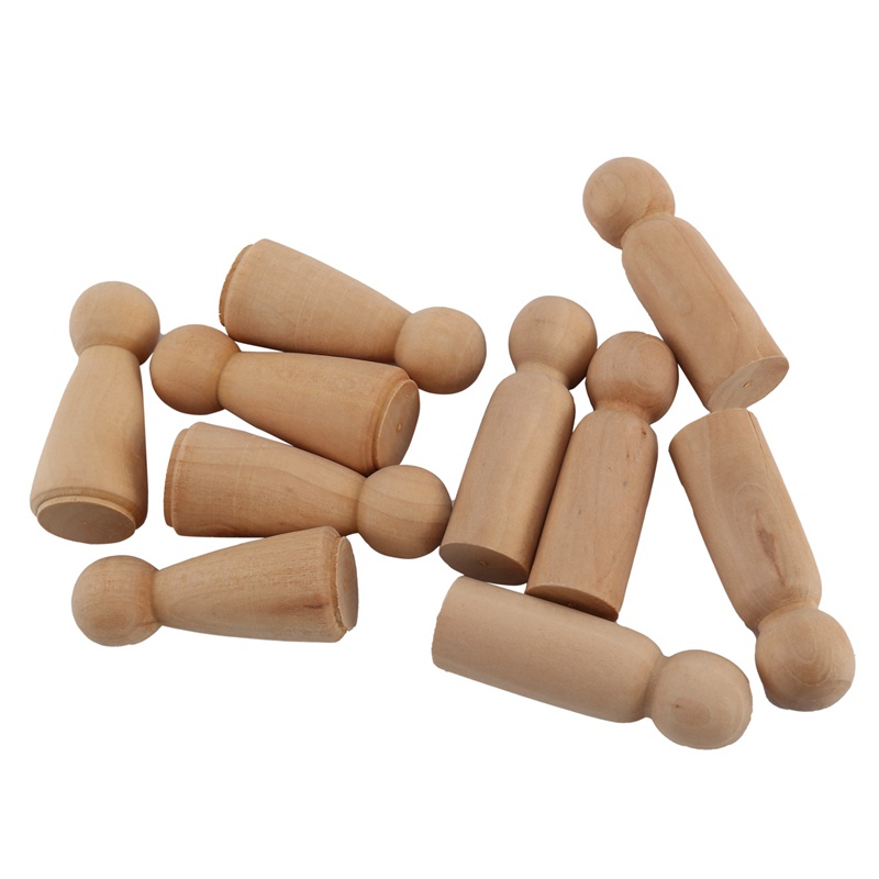 Set 10 Búp Bê Gỗ 65Mm Có Thể Tự Hoàn Thành Màu Sắc