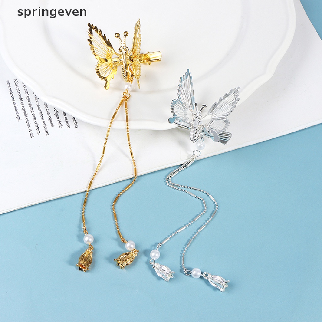 Kẹp Tóc Hình Bướm Phối Tua Rua Phong Cách Cổ Điển