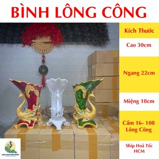 Bình Cắm Lông Công - Chim Công Đính Đá Cao 30cm