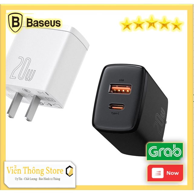 Củ sạc 20W Baseus - Hỗ trợ sạc nhanh QC3.0 - Dùng tốt cho các dòng IP, thiết bị Androi - An Toàn - Chính Hãng