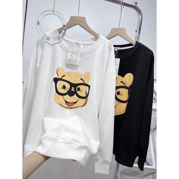ÁO THUN THỤNG HÌNH GẤU MẶT VÀNG ĐEO KÍNH