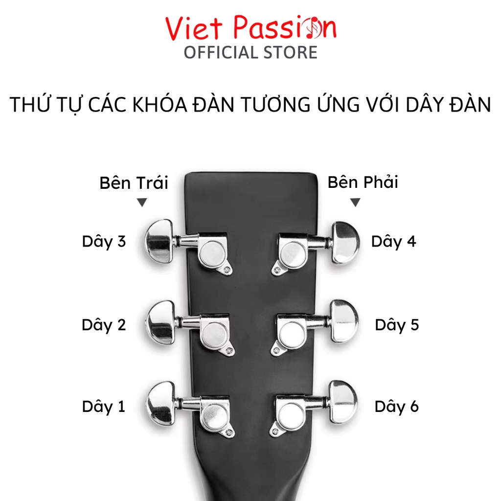 Bộ Khóa Đàn Guitar Acoustic phù hợp với các loại đàn chất liệu kim loại chống rỉ Viet Passion HCM
