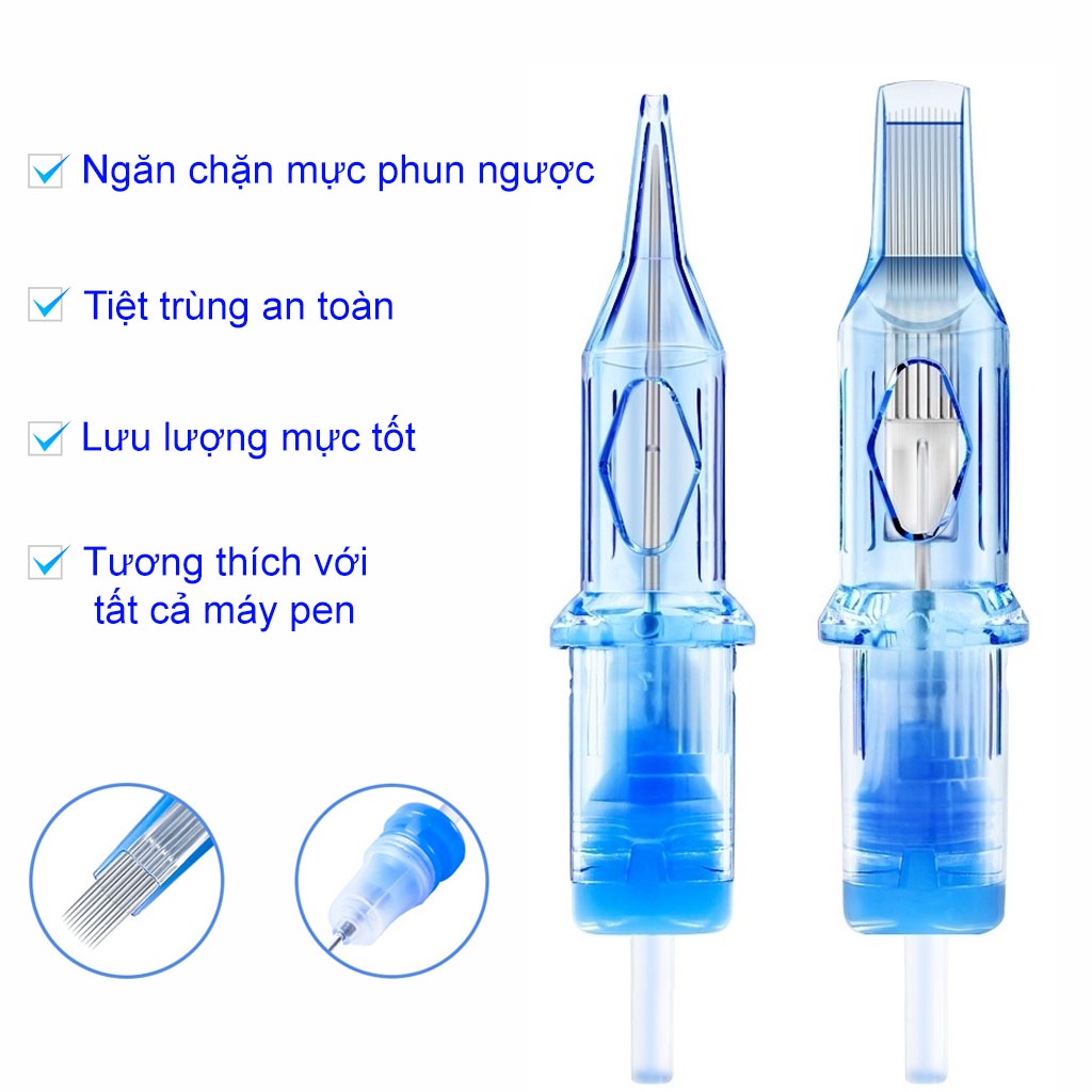 Kim xăm đầu đạn HO CARTRIDGE máy pen tattoo 1 hộp 20 chiếc
