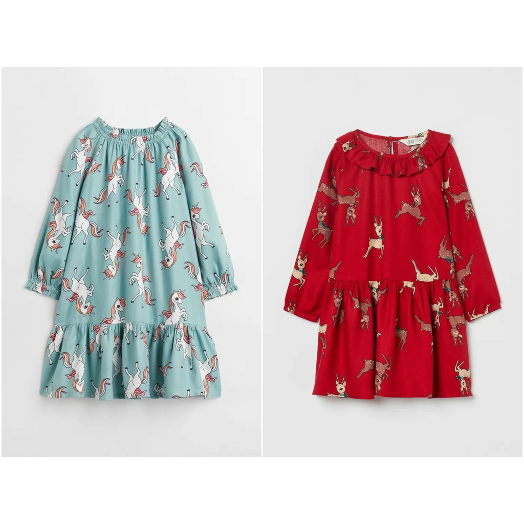 Váy dài tay unicorn xanh HM H&M_hàng chính hãng authentic