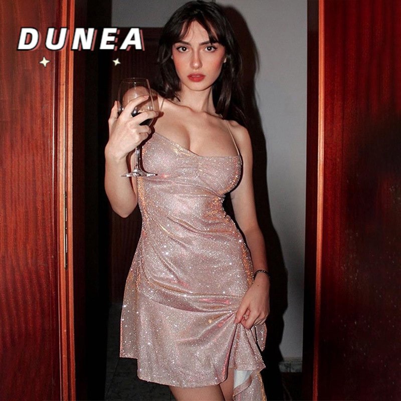 DUNEA Đầm 2 dây hở lưng quyến rũ thời trang nữ tính