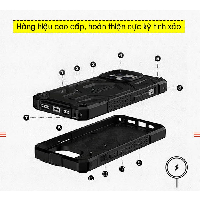 Ốp lưng IP 14 Pro Max, 14 / 13 UAG Monarch Pro Mag.safe
