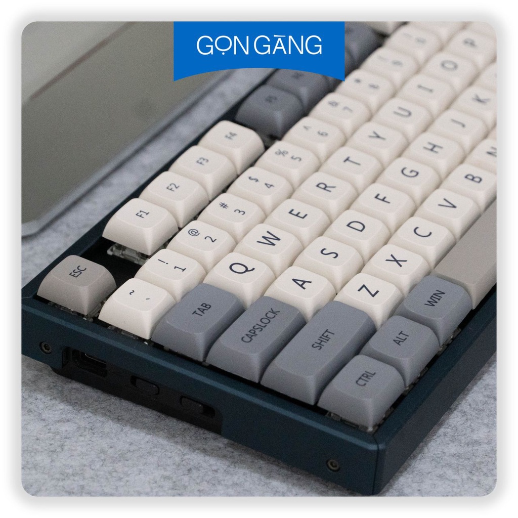 Keycap XDA cho bàn phím cơ, màu Shimmer Retro xám trắng tối giản, 120 phím