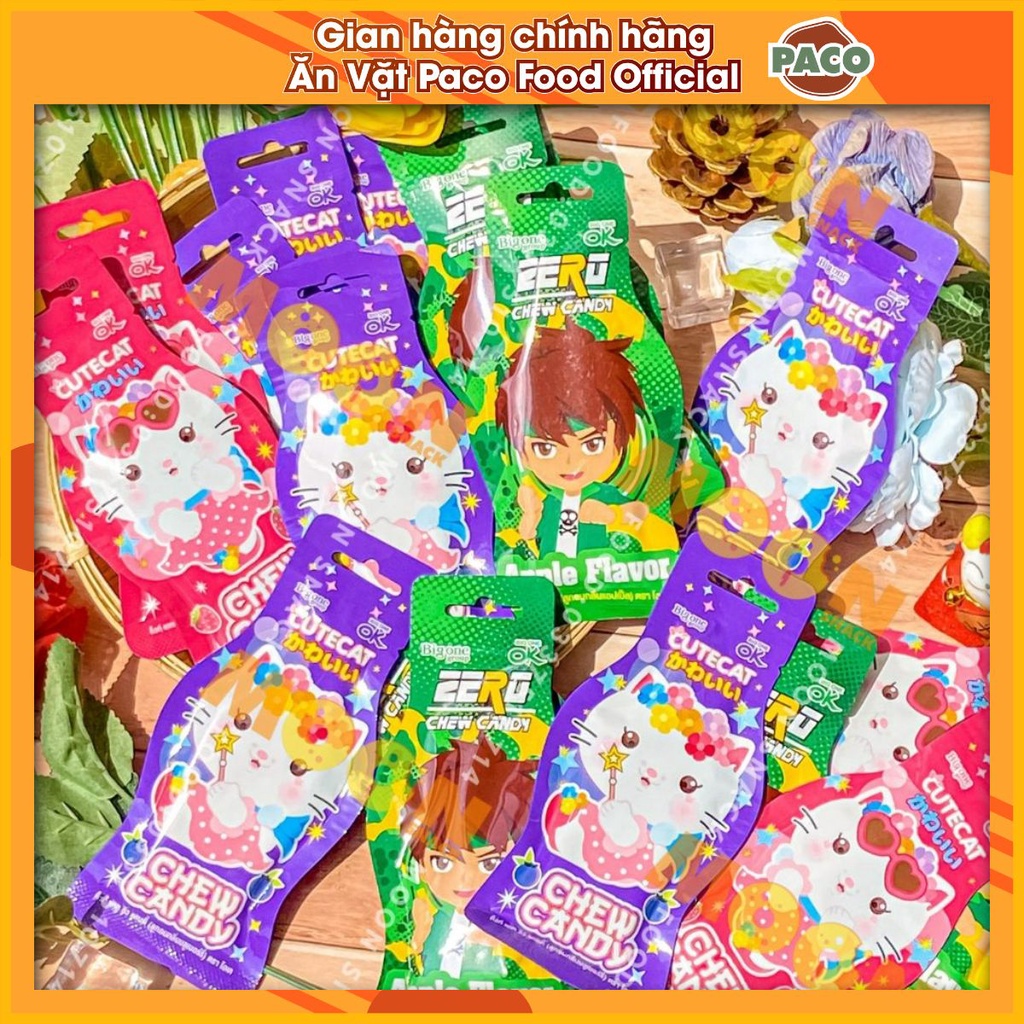 Kẹo dẻo nhai Chew Candy OK hình mèo dễ thương cậu bé zero hàng Thái Lan gói 16gr bánh kẹo Moon Snack Food