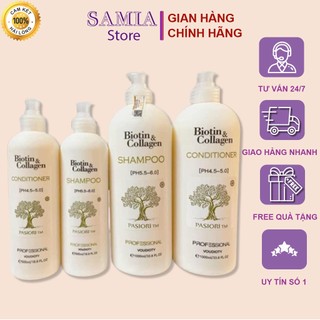 Dầu Gội Collagen Biotin Samia Trắng Ý Cặp 500ml Và 1000ml