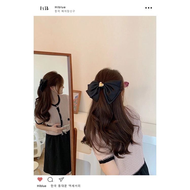 Kẹp Tóc Nơ Trái Tim Màu Đen Cao Cấp