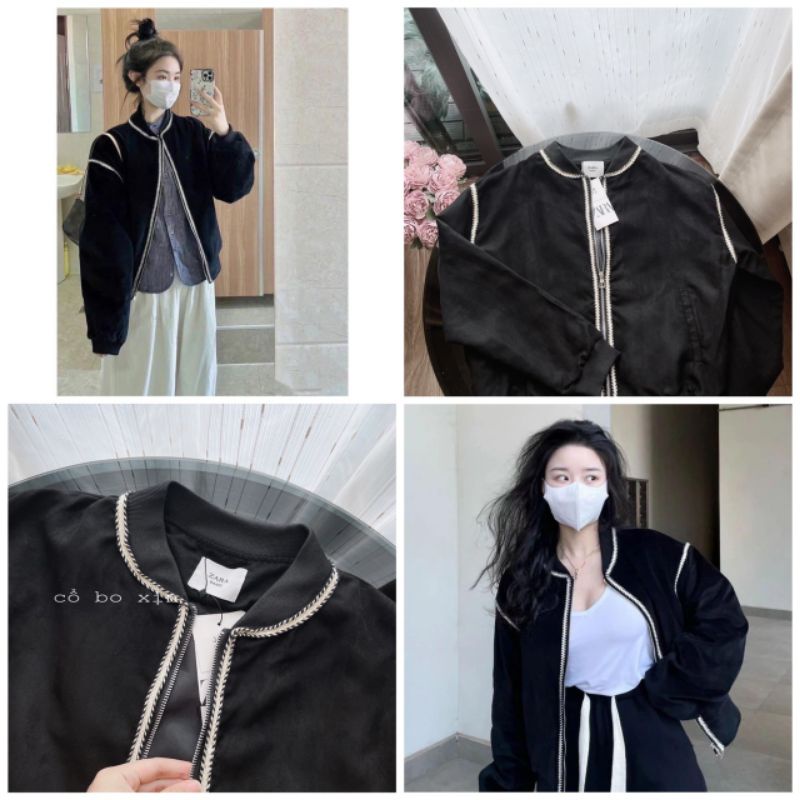 ÁO BOOMBER DA LỘN ĐEN VNXK KÈM ẢNH THẬT VÀ VIDEO SHOP QUAY