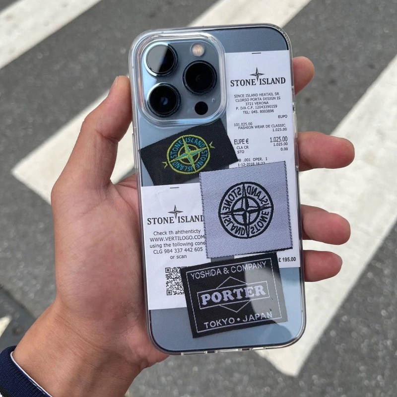 Ốp điện thoại mềm chống rơi họa tiết stone island thích hợp cho Iphone12 13promax 11 XS / XR 14 qXiB