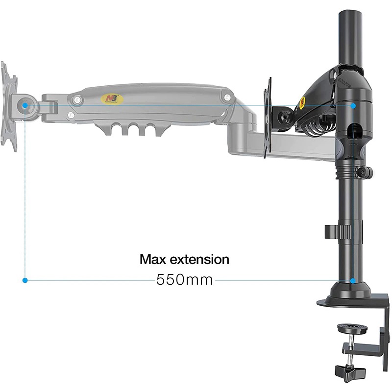 Arm màn hình máy tính gắn bàn NB F80 17-30 inch, giá treo màn hình lcd cột đứng nâng hạ dễ dàng H80, M051