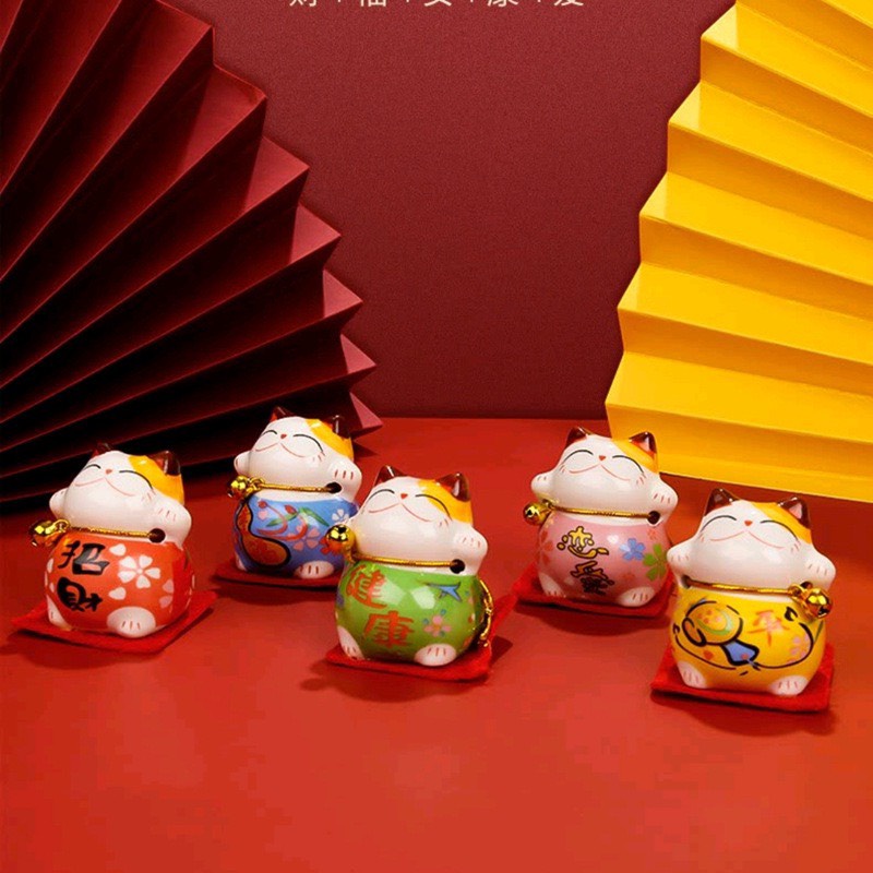 Mèo thần tài mini trang trí taplo ô tô , bàn làm việc , decor - Mèo thần tài Maneko để xe hơi