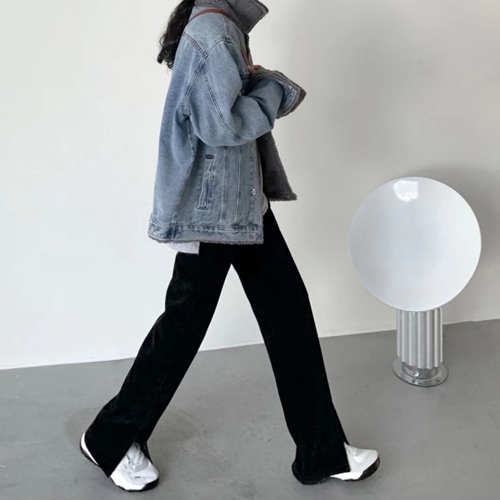 Quần SUXI ống rộng lưng cao thời trang mùa thu phong cách Hàn Quốc cho nữ