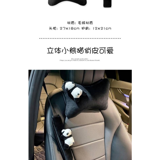 Automotive Headrest Winter Women's Cute Panda Decoration All Products Internet Celebrity Four Seasons Universal Plush Neck Pillow D2aZ