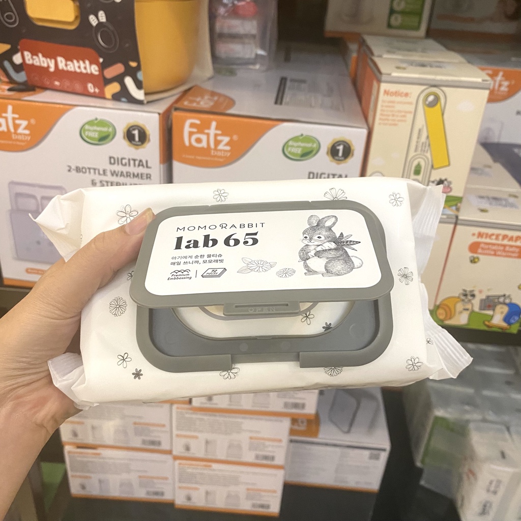 Khăn Ướt Momo Rabbit Sợi Thiên Nhiên Cao Cấp Hàn Quốc Lab65 loại 72 tờ