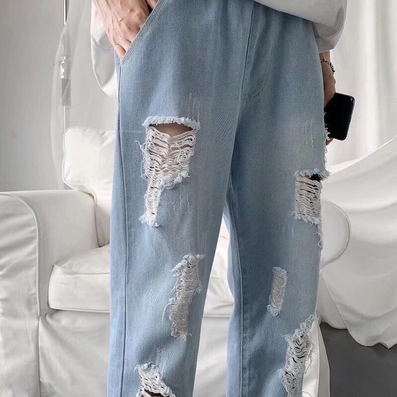 Set Áo Khoác blazerseluar Lelakil size Lớn + Quần jeans Dây Rút Dáng Rộng Thời Trang Mùa Hè Cho Nam