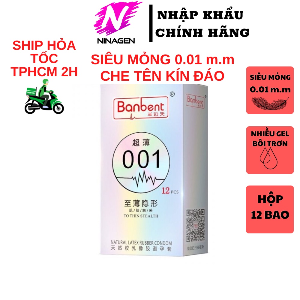 Bao cao su BANBENT 001 thin and smooth siêu mỏng, gốc nước