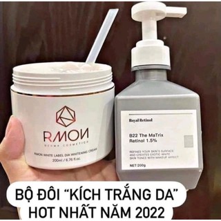 Bộ sản phẩm dưỡng trắng da kem body rmon và kem ủ trắng royal retinol b22