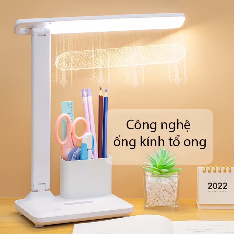 Đèn học để bàn, đèn làm việc gấp gọn tiện lợi với ánh sáng cảm ứng 3 cấp độ an toàn bảo vệ mắt