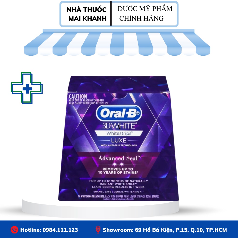 Miếng dán tẩy trắng răng OralB 3D White Whitestrips (1 hộp 14 cặp: 28 miếng )