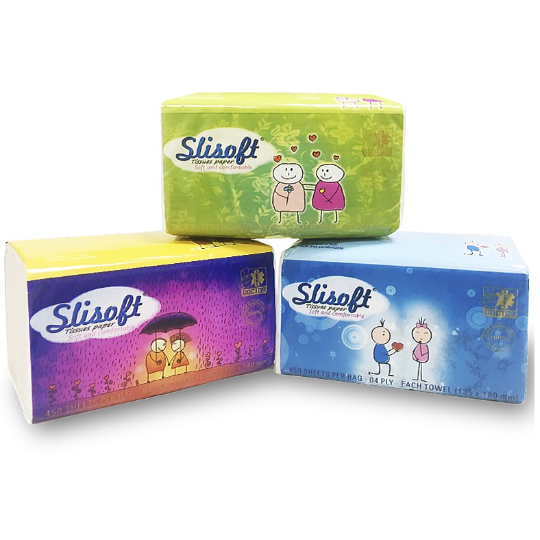 Giấy ăn Slisoft Vàng đa năng thân thiện môi trường không chất tẩy trắng an toàn cho cả gia đình