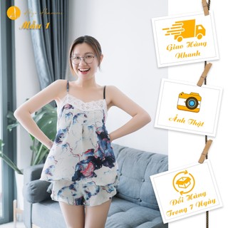 Đồ ngủ 2 dây phối ren vải mango
