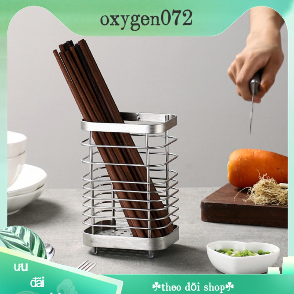 Oxygen072 Giá đỡ đồ dùng Làm khô bằng thép không gỉ Rổ thoát nước Treo tường Không khoan cho Đũa nhà bếp