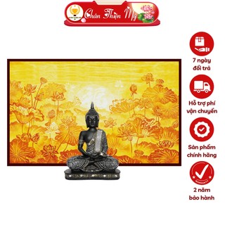Đèn hào quang hoa sen in tranh trúc chỉ ngang chân thiện mỹ, trang trí phòng thờ, bàn thờ treo tường tc-tn-46