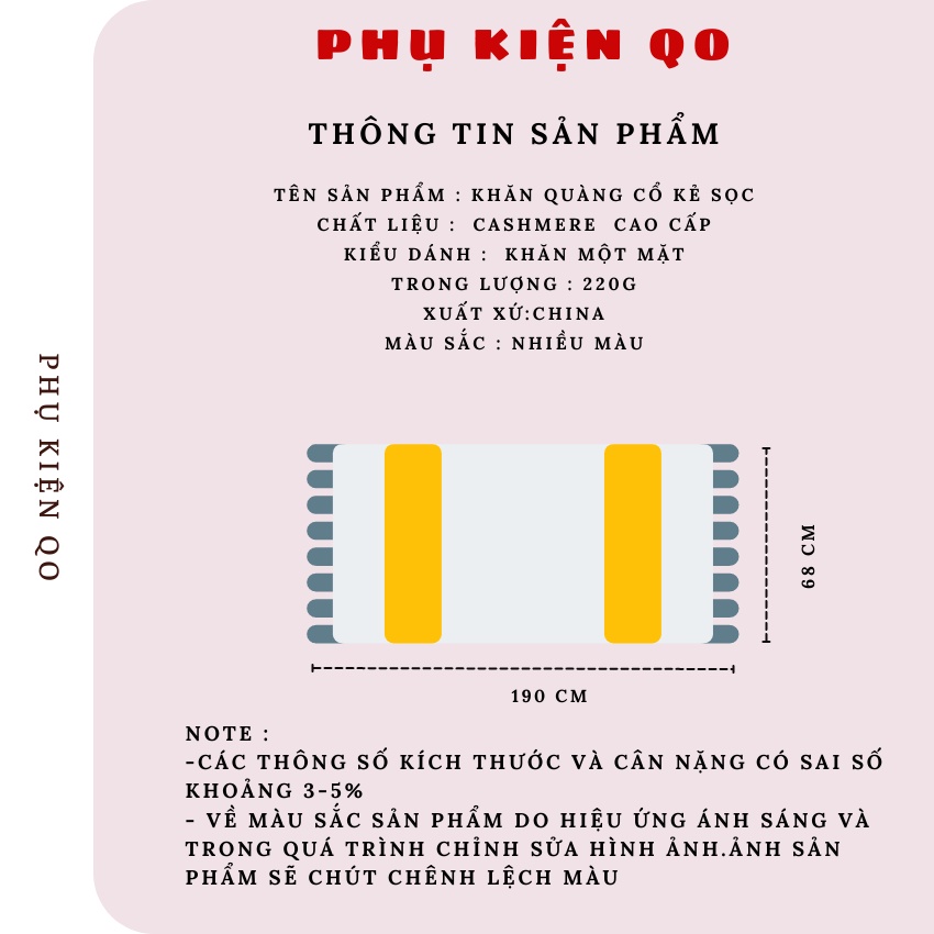 Khăn quàng cổ nữ Cashmere phong cách Hàn Quốc K17