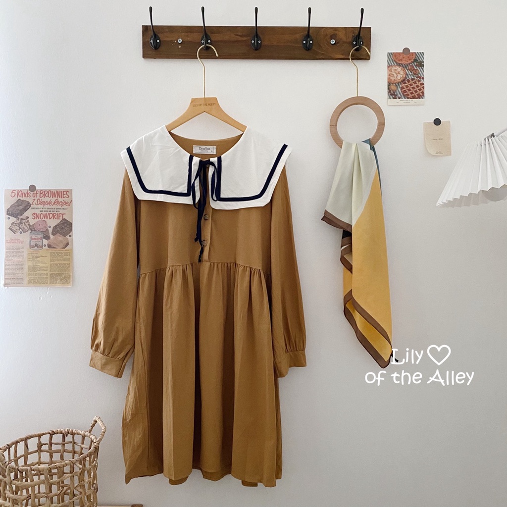 Váy babydoll nơ cổ viền phong cách ulzzang Hàn Quốc