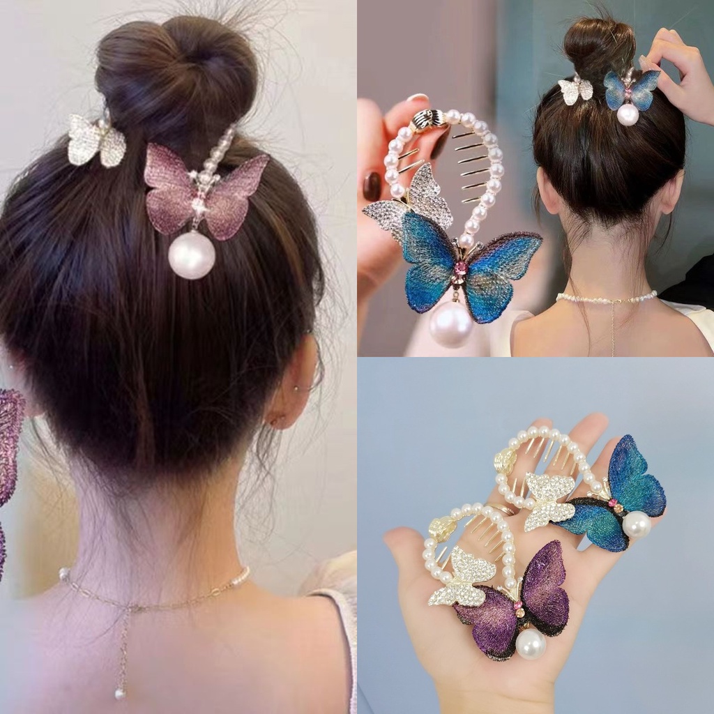 Lược Cài Tóc Hình Bướm Đính Đá Sang Trọng