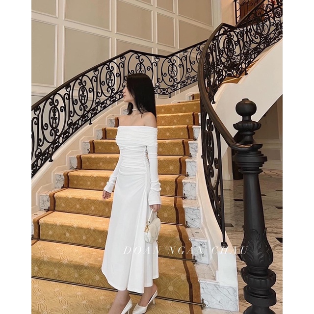 VÁY LEN TĂM TRỄ VAI DÁNG MAXI XOÈ