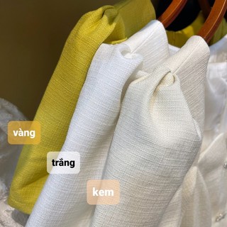 Váy dạ text sợi tweed mỏng 5 khuy đá