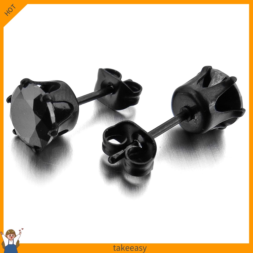 1 bông tai hình móng vuốt sáu màu đen 6/8mm phong cách punk cho nam và nữ