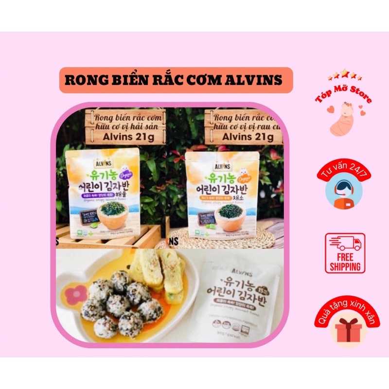 Rong Biển Rắc Hữu Cơ Tách Muối Ăn Liền Alvins Hàn Quốc