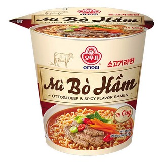 [Thùng 15 Ly] Mì Ly Bò Hầm Vị Cay/ Kim Chi Ottogi/Otoki 62G - Mì Ly Hàn Quốc Tiện Lợi, Hương Vị Đậm Đà