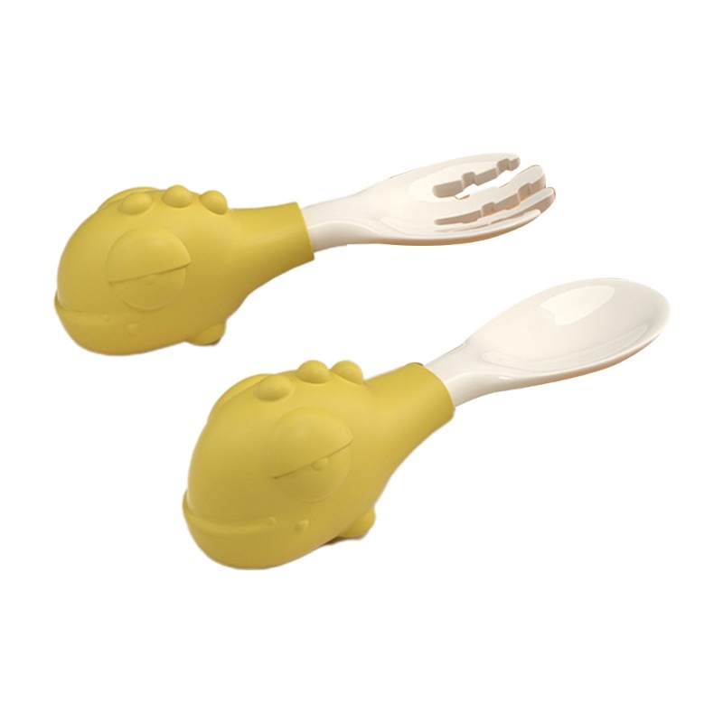 Set 2 Muỗng Nĩa Mini Họa Tiết Hoạt Hình Cho Bé Tập Ăn