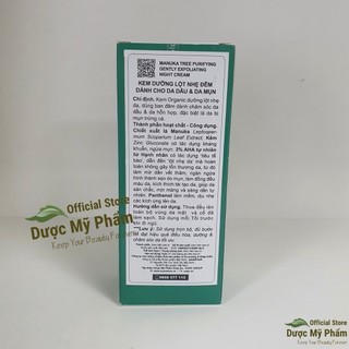 Manuka Tree Purifying Gently Exfoliating Night Cream (Kem dưỡng AHA 3% dành cho da dầu & da mụn ban đêm) 50ml