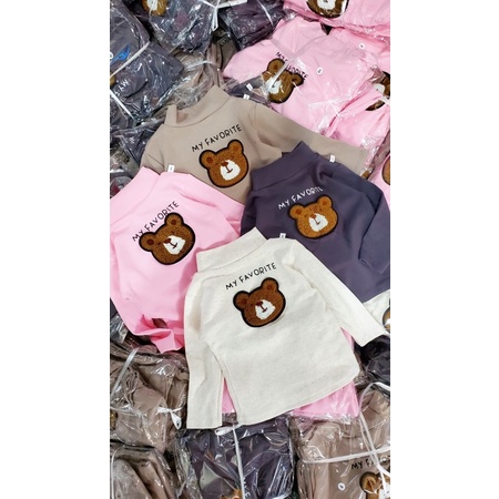 Áo Gấu Cổ Lọ Cho Bé Trai Bé Gái Size 8-17kg