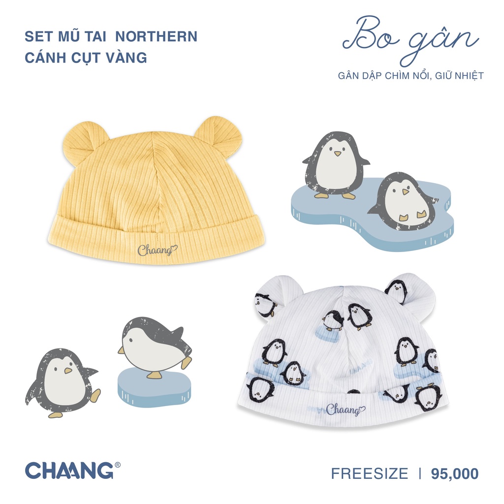 CHAANG Sơ sinh- Set hai mũ tai Chaang sơ sinh cho bé AW2022D15