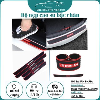 Bộ nẹp cao su bước chân và nẹp cao su chống chầy cốp sau ô tô logo sport