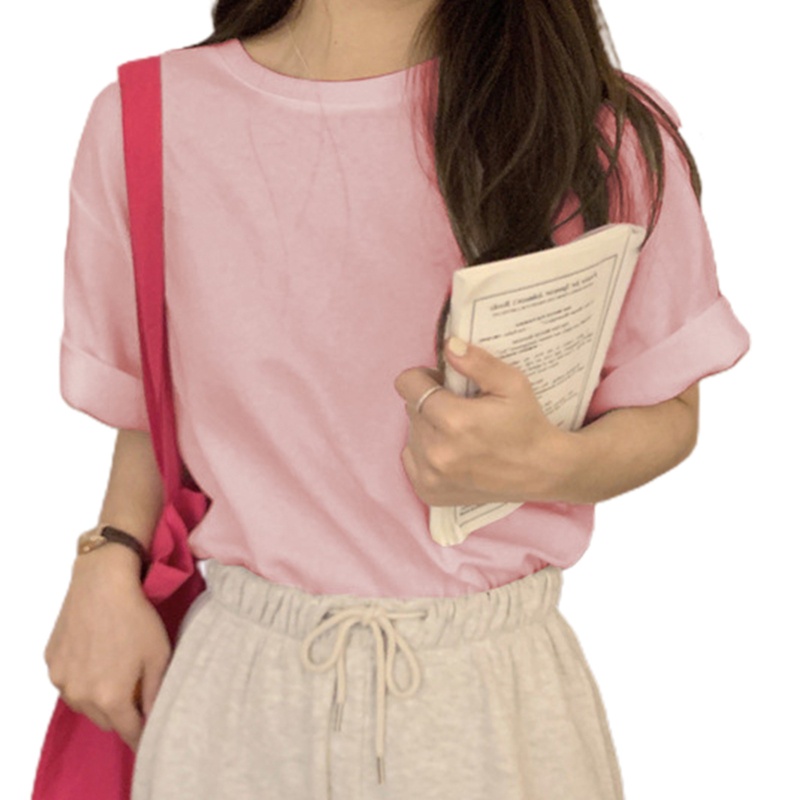 Áo Thun Tay Ngắn Cổ Tròn Màu Sắc Ngọt Ngào Thời Trang Mùa Hè Cho Nữ