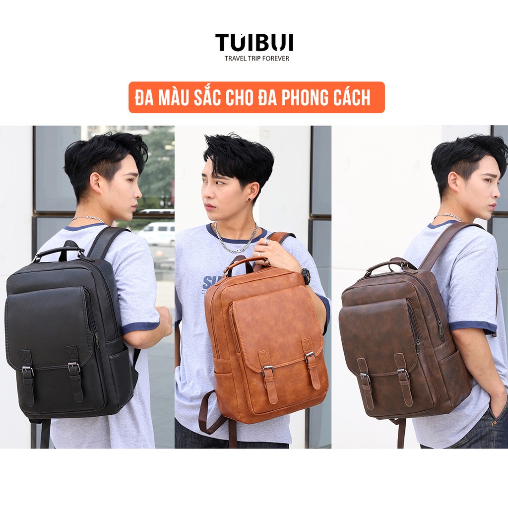 Balo da cao cấp nam nữ unisex Túi Bụi thời trang đi học, du lịch, chất liệu da Pu, ngăn để laptop máy tính 15,6 inch.