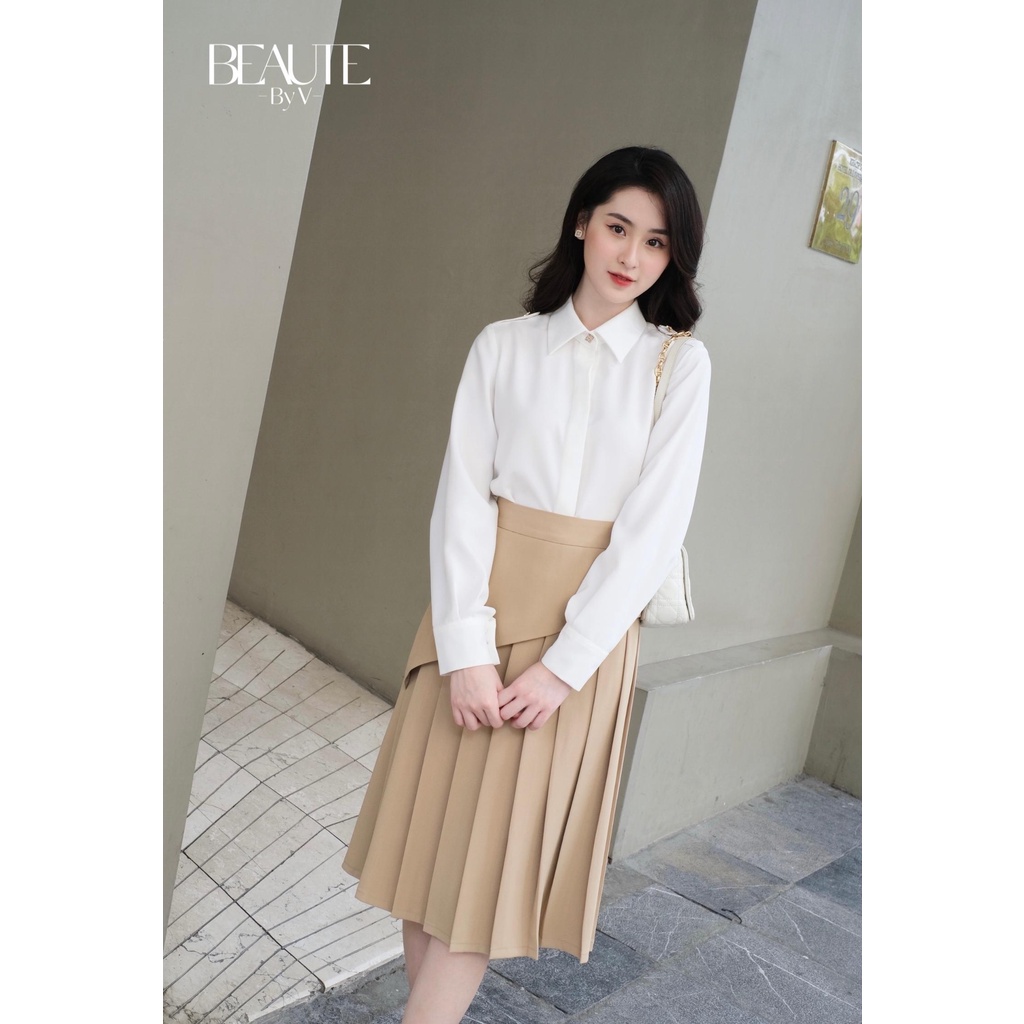 BEAUTEBYV - Áo sơmi nữ cổ đức đính khuy cao cấp Quinn