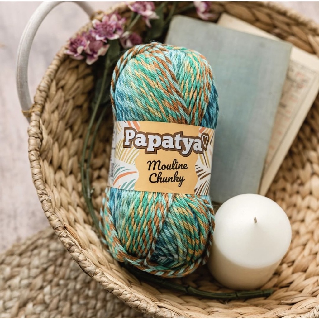 Cuộn len loang ấm Papatya Mouline Chunky nhập khẩu từ Papatya, đan móc nón, áo, khăn siêu đẹp